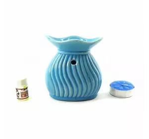 Аромалампа керамічна синя подарунковий набір (15х11х6 см)