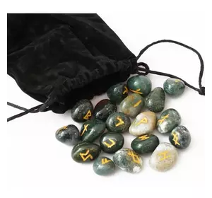 Набір РУН для ворожіння з натуральних каменів у мішечку Rune-020 Яшма Кров дракона
