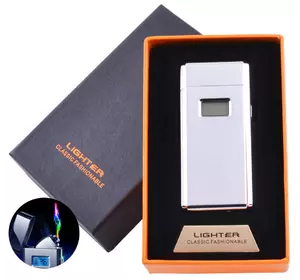 Електроімпульсна запальничка в подарунковій коробці Lighter (USB) №5005 Silver