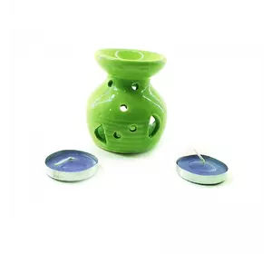 Аромалампа керамічна, подарунковий набір зелена (12,5х8х7,5 см)