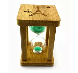 Годинник пісочний у бамбуку "Time is Money" зелений (3 хв) (9,5х6,5х6,5 см)
