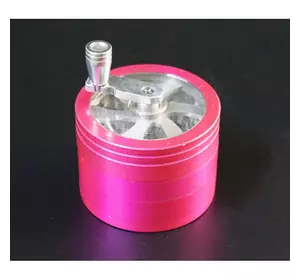 Гріндер алюмінієвий магнітний 4 частини GR-110 6*6*4,5 см. Рожевий