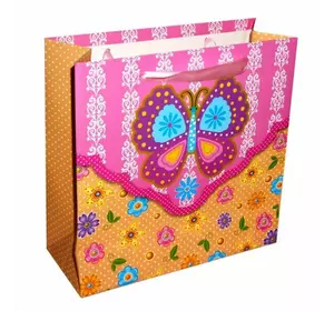 Пакет подарунковий "Метелик" Рожевий + Жовтий