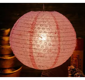 Ліхтар паперовий "КУЛЯ з дірками Мей Хуа" Світло рожевий