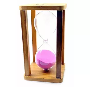 Часы песочные бамбуковые 60 мин розовый песок (19х10х10 см)