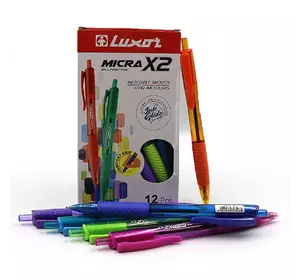 Ручка масляна з грипом "Luxor" "Micra-X2" сін. 0,7 мм