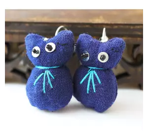 Сережки ганчірні Кішка синя