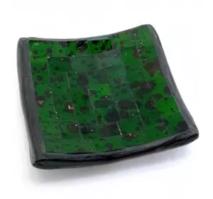 Блюдо теракотове з зеленої мозаїкою (10х10х2 см)