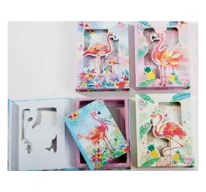 Блокнот у коробці на замочку "Flamingo" 20,6*16*3 см mix4,1 шт./етика