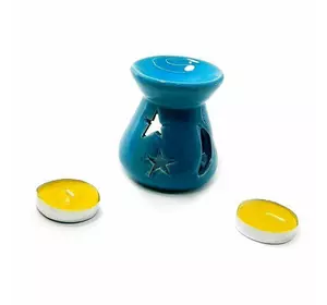 Аромалампа керамічна ,подарунковий набір синя (12,5х8х7см)