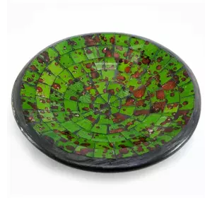 Блюдо теракотове із зеленою мозаїкою (d-15 h-3 см)