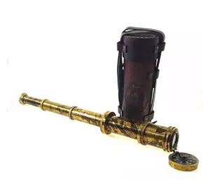 Підзорна труба в шкіряному кейсі антик (d-4.5 h-43 см труба d-6.5 h-18 см футляр)