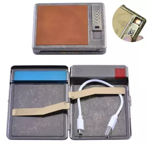 Портсигар подарунковий з USB запальничкою (Спіраль розжарювання, 20 сигарет) №HL-8001-2
