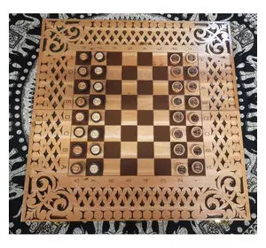 Нарди-шахмати-шашки, (56×28×2,2 см),різні,дерев'яні, з фігурами та фішками масив дерева