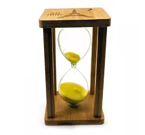 Годинник пісковий в бамбуку "Time is Money" жовті (20 хв) (16,5х10х10 см)