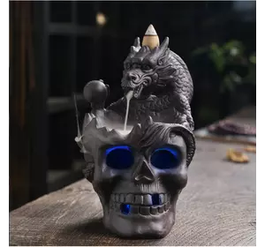 Підставка для пахощів "Рідкий дим" кераміка "Драконовий череп LED" 10*11*16 см.