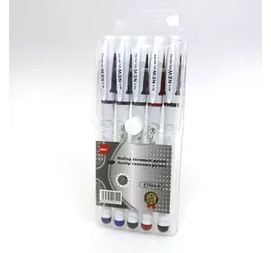 Набір гелевих ручок 5кол., 0,5 мм, грип, без/етик."Айхао"