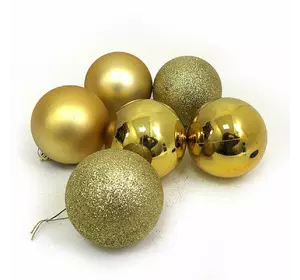 Набір ялинкових кульок "GOLD" 8см, 6шт, OPP