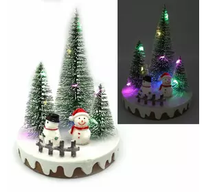 Новорічна LED декорація 3D фігурки "Сніговики" 14х10,5см, 1шт/етик.