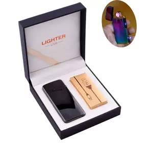 Електроімпульсна запальничка в подарунковій коробці LIGHTER (USB) №HL-122 Black