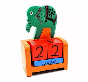 Календар настільний "Зелений слон" дерево (10х7,5х4 см)