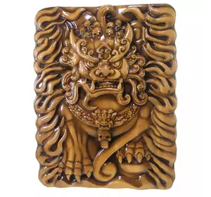 Панно "Небесний лев Будди" дерев'яне ,різьблене,покрита патиною(29х38х2,4 см)