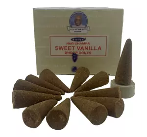 Sweet Vanilla Dhoop Cone (Солодка Ваніль)(Satya) 12 конусів в упаковці