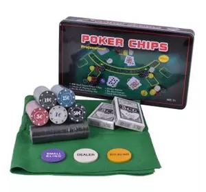 Набір для покеру 300 фішок з номіналом в металевій коробці