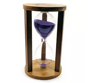 Годинник пісковий бамбукові 60 хв фіолетовий пісок (19х11х11 см)