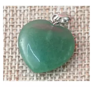 Кулон кам'яний Серце Зелений авантюрин 2*0,5*2 см.