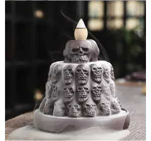 Підставка для пахощів "Рідкий дим" кераміка "Круг із черепів" 10,5*10,5*10 см.