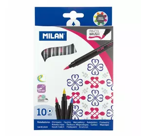 Набір фломастерів пензлик ТМ "MILAN" 10цв. 0,5-4mm 1шт/етик
