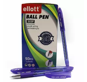 Ручка кулькова "Ellot" 1мм, фіолет., Прозорого корп, грип, без/етик.