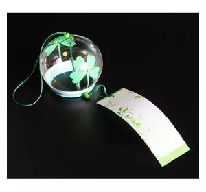 Японський скляний дзвіночок Фурін 8*8*7 см. Висота 40 см. Клевер
