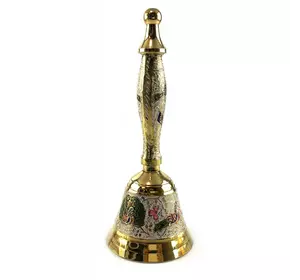 Дзвіночок з ручкою з малюнком бронзовий "Павичі на білому тлі" (18х7,6 см)