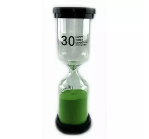 Годинник пісочний 30 хв зелений пісок (13,5х4,5х4,5 см)