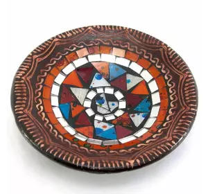 Блюдо теракотове з мозаїкою (d-14,5 см h-4,5 см)A