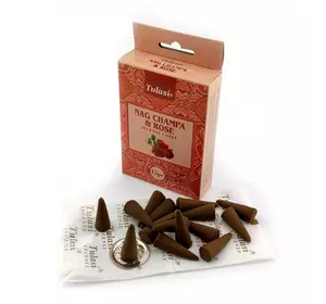 Nag Champa & Rose Premium Incense Cones (Наг Чампа та Троянда) (Tulasi) Конуси