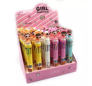 Ручка дитяча многоцв. автомат "Girl" 0,5 мм, 10 цв, mix (викл. натисканням зверху), 30шт/пов