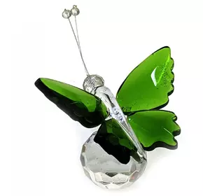 Метелик на кулі кришталь зелена (4,5х5х4 см)
