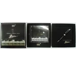 Набір подарунковий Футляр чорний "Mont Blanc" + Ручка "Mont Blanc" чорна зі сріблом + диск