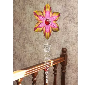 3D Мобиль Цветок + стеклянный шар цветной металл