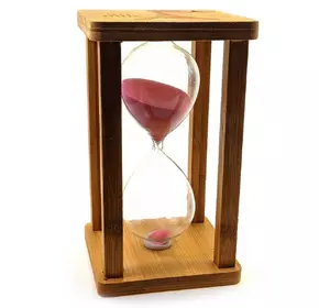 Годинник пісковий в бамбуку "Time is Money" рожевий (20 хв) (16,5х10х10 см)