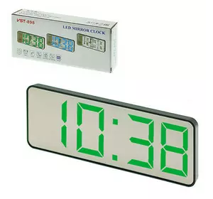 Годинник мережевий VST-898-4, яскраво-зелений, температура, USB