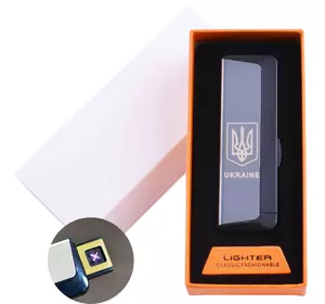 Електроімпульсна запальничка в подарунковій упаковці Ukraine (Подвійна блискавка, USB) №HL-62 Black