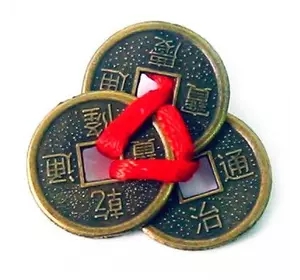Монети (3 шт) (2см) в гаманець темні червона стрічка (100 шт / уп)