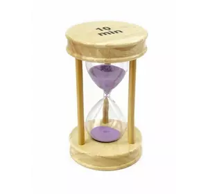 Песочные часы "Круг" стекло + светлое дерево 10 минут Сиреневый песок