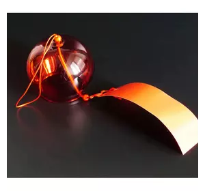 Японський скляний дзвіночок Фурін 8*8*7 см. Висота 40 см. Червоний