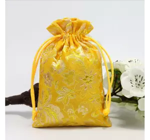 Мешочек сатиновый с орнаментом Желтые цветы