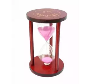 Песочные часы "Круг" стекло + тёмное дерево 15 минут Розовый песок